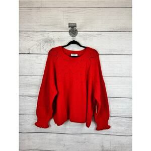 Old Navy Plus Size Red Eyelet Knit Ribbed Sweater Size 3X